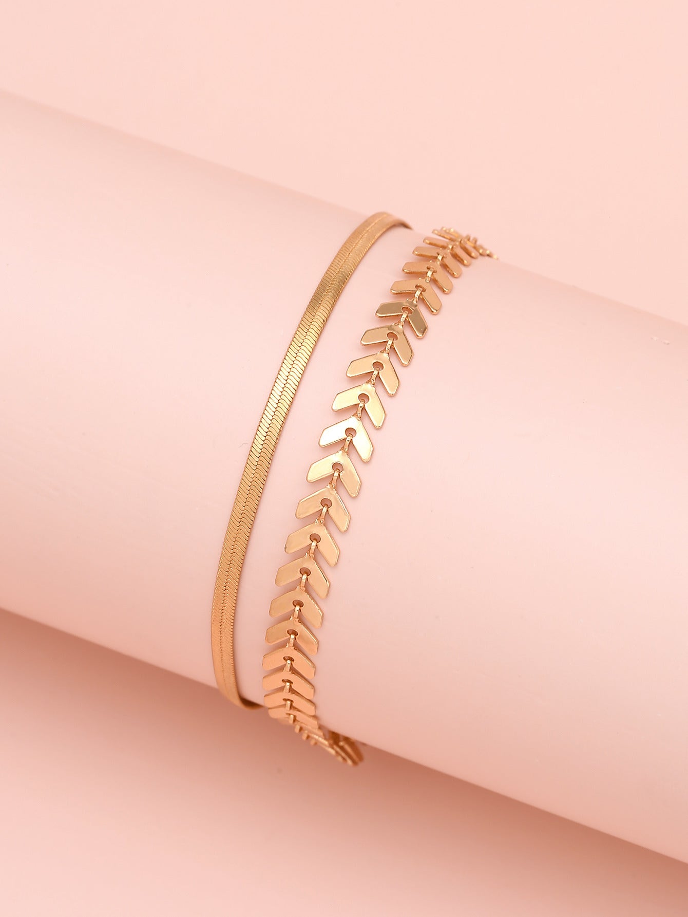 Simple Chain Snake Bones Chain Anklet Two-piece Set