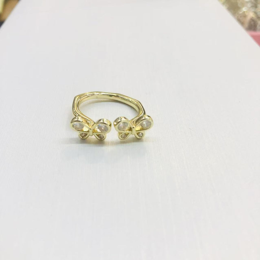 Bow-Knot Womens Micro-Pave Diamond Commuter Ring