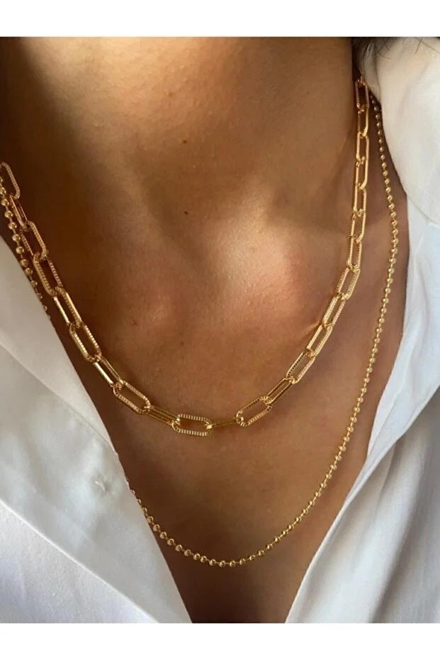 Top Chain Necklace Set Two Piece Layered Adjustable Fashion Jewelry Gift For Her