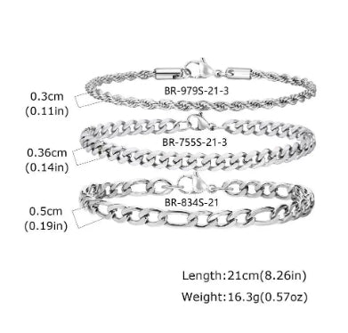 Round Snake Hexagonal Faceted Chain Combination Bracelet