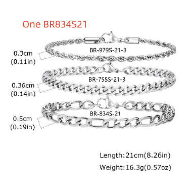 Round Snake Hexagonal Faceted Chain Combination Bracelet