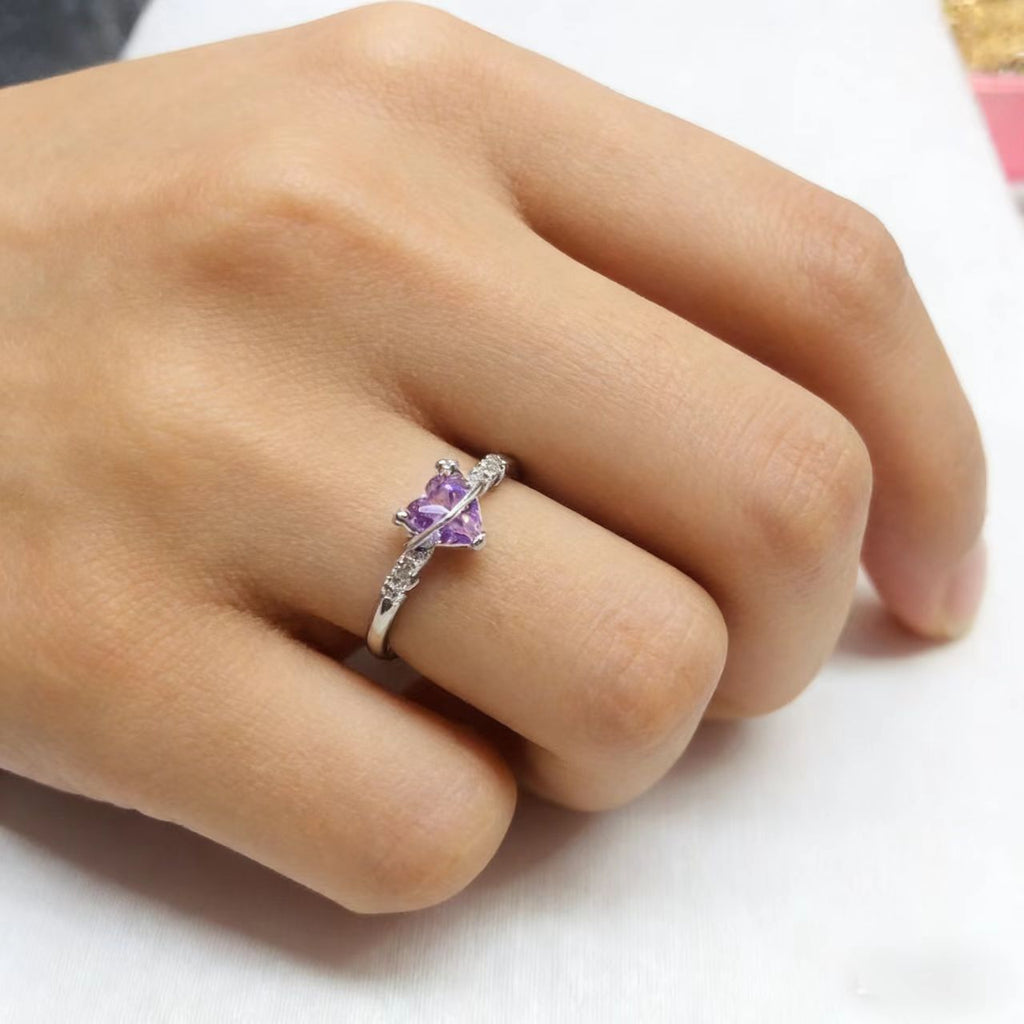 Sweet Zircon Heart Ring For Women