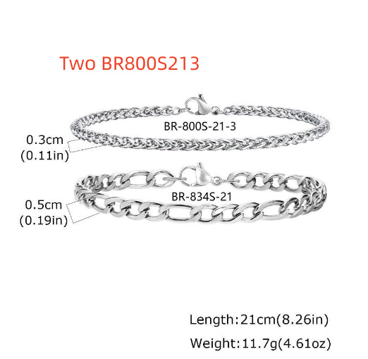 Round Snake Hexagonal Faceted Chain Combination Bracelet