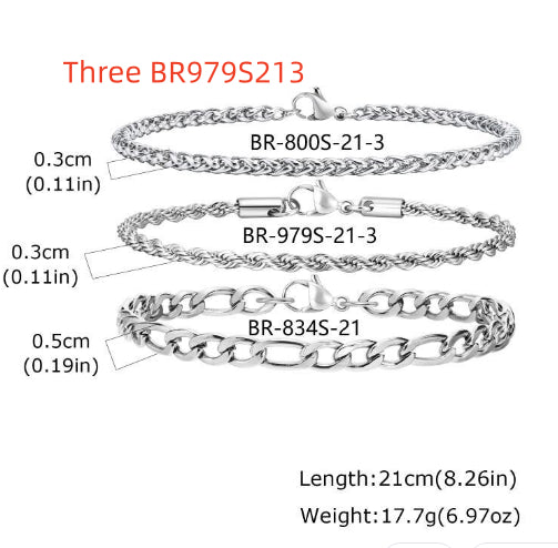 Round Snake Hexagonal Faceted Chain Combination Bracelet