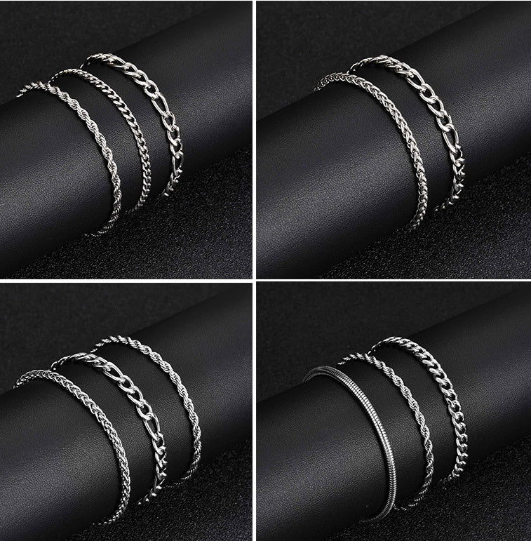 Round Snake Hexagonal Faceted Chain Combination Bracelet