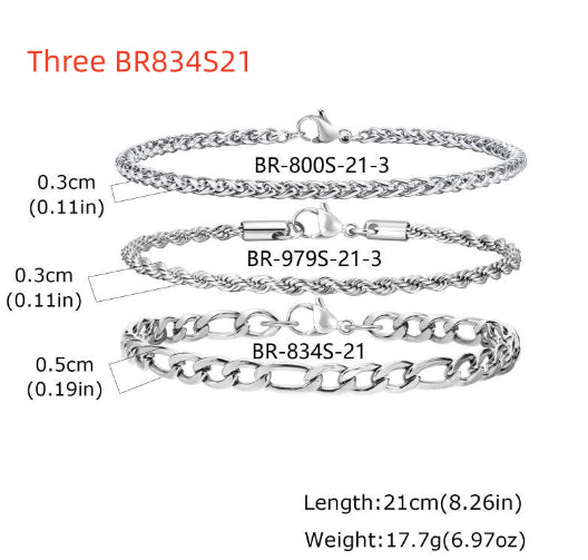 Round Snake Hexagonal Faceted Chain Combination Bracelet