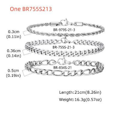 Round Snake Hexagonal Faceted Chain Combination Bracelet