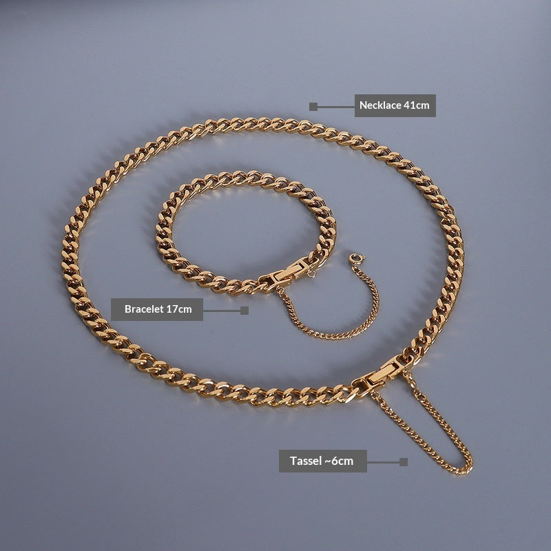 Fashion Tassel Buckle Thick Chain Bracelet For Women