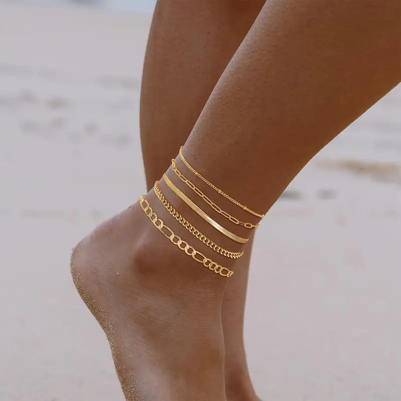 New 6-piece Anklet Personality Chain Like Flat Snake