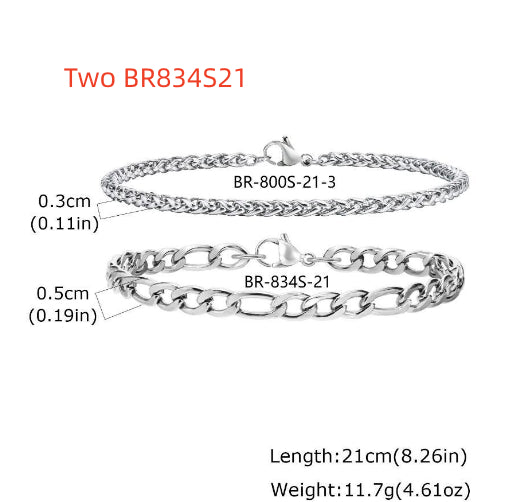 Round Snake Hexagonal Faceted Chain Combination Bracelet