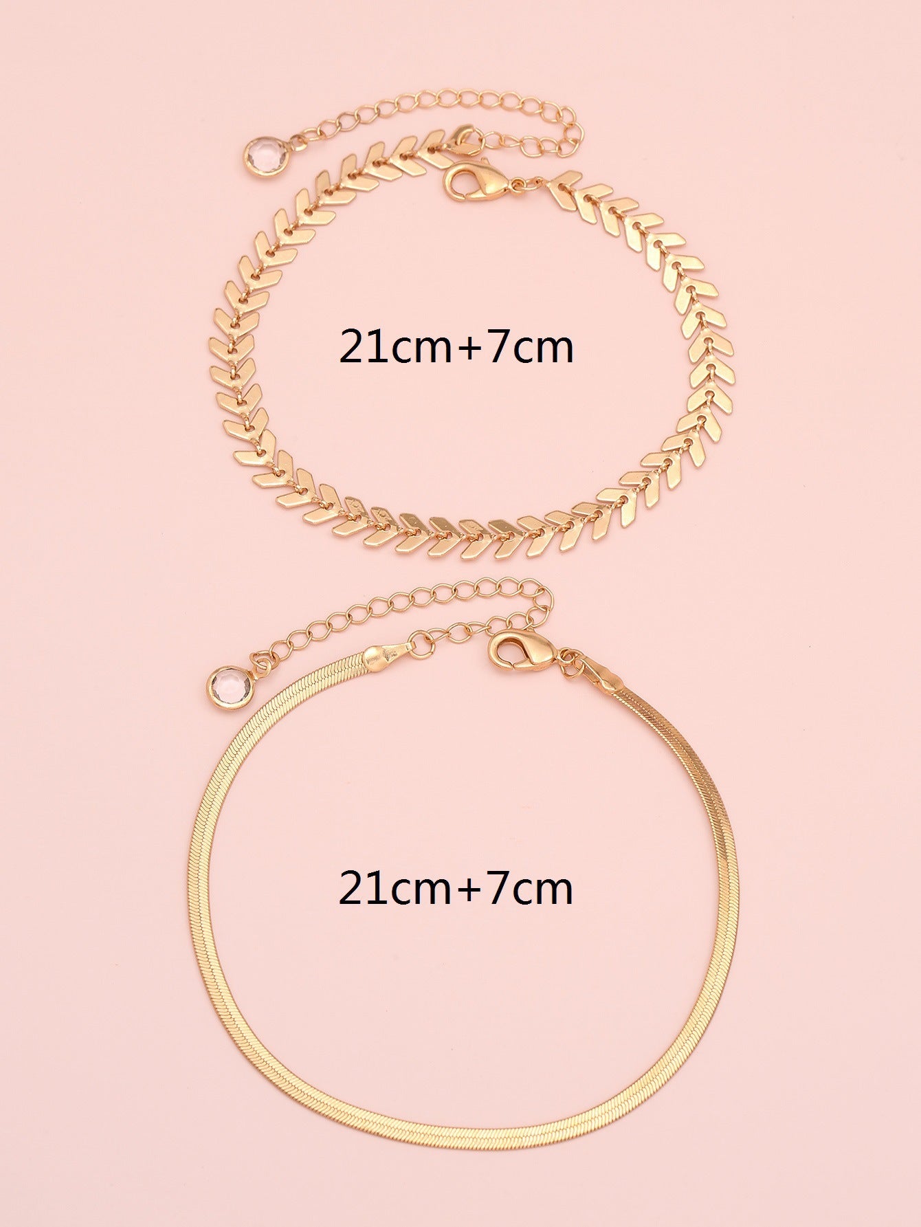 Simple Chain Snake Bones Chain Anklet Two-piece Set