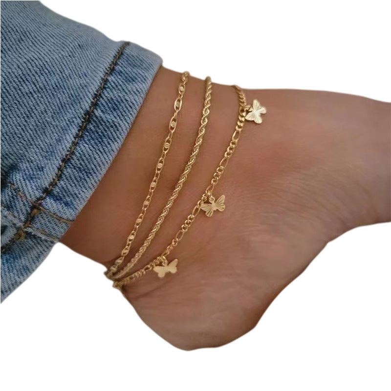 Butterfly Fried Dough Twists Chain Three Piece Toe