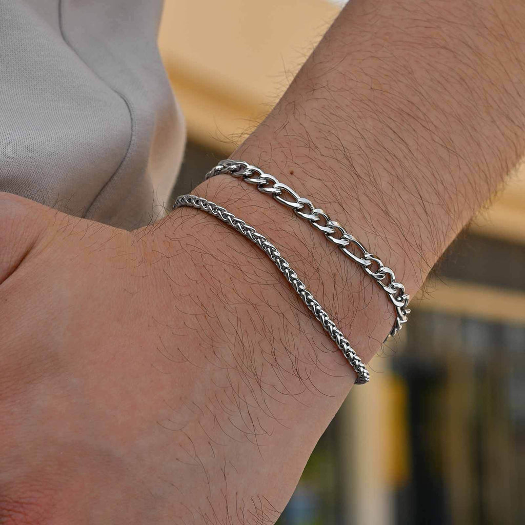 Round Snake Hexagonal Faceted Chain Combination Bracelet