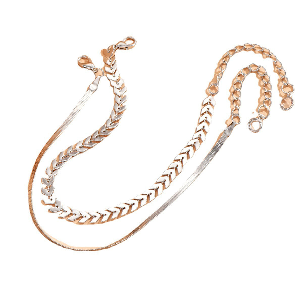 Simple Chain Snake Bones Chain Anklet Two-piece Set