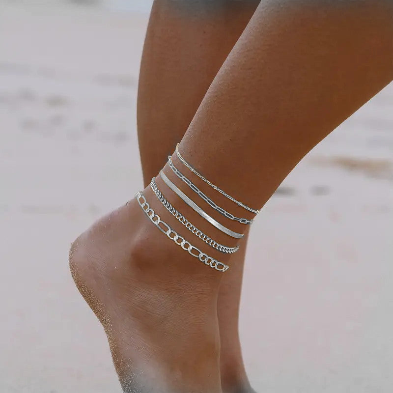 New 6-piece Anklet Personality Chain Like Flat Snake